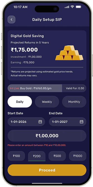 Gold Pay Premium Calculator Screen Mockup