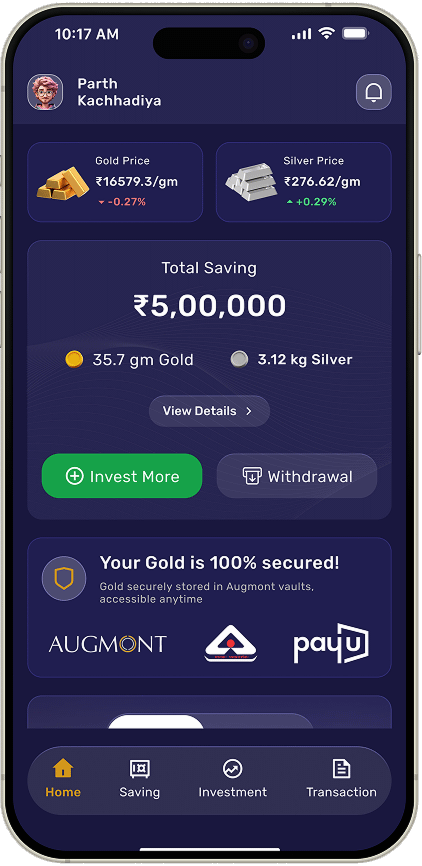 Gold Pay Premium Dashboard Screen Mockup